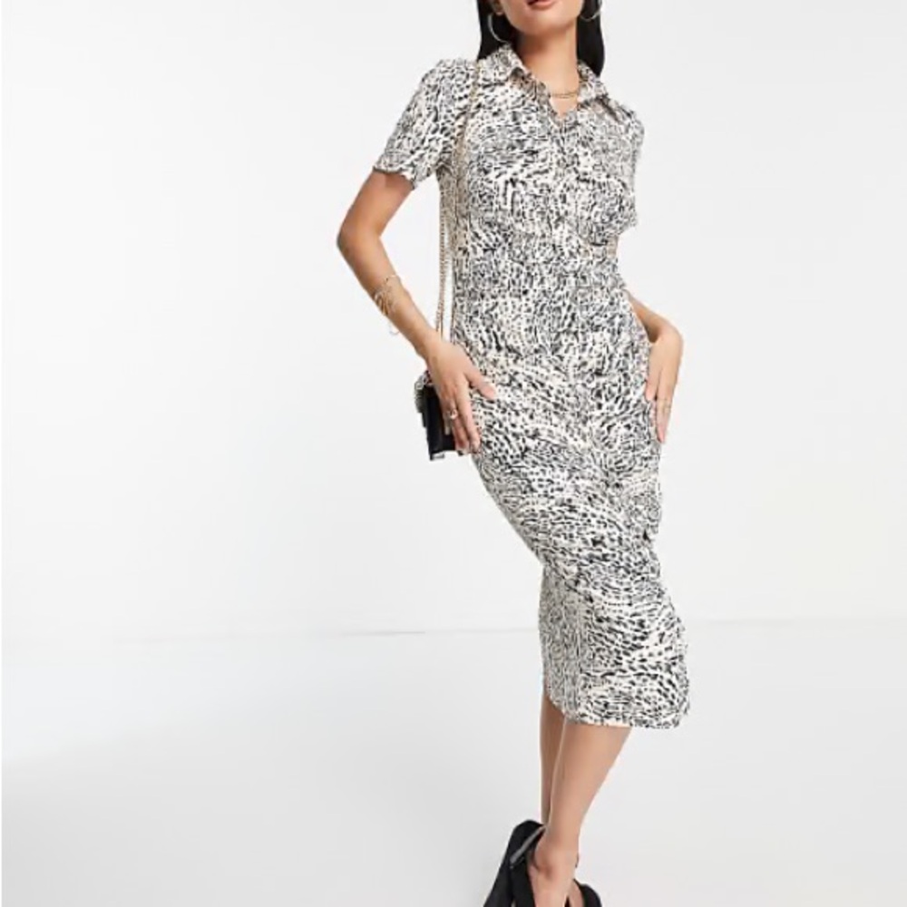 ASOS River Island  Black and White Patterned Dress Short Sleeve Dress XS